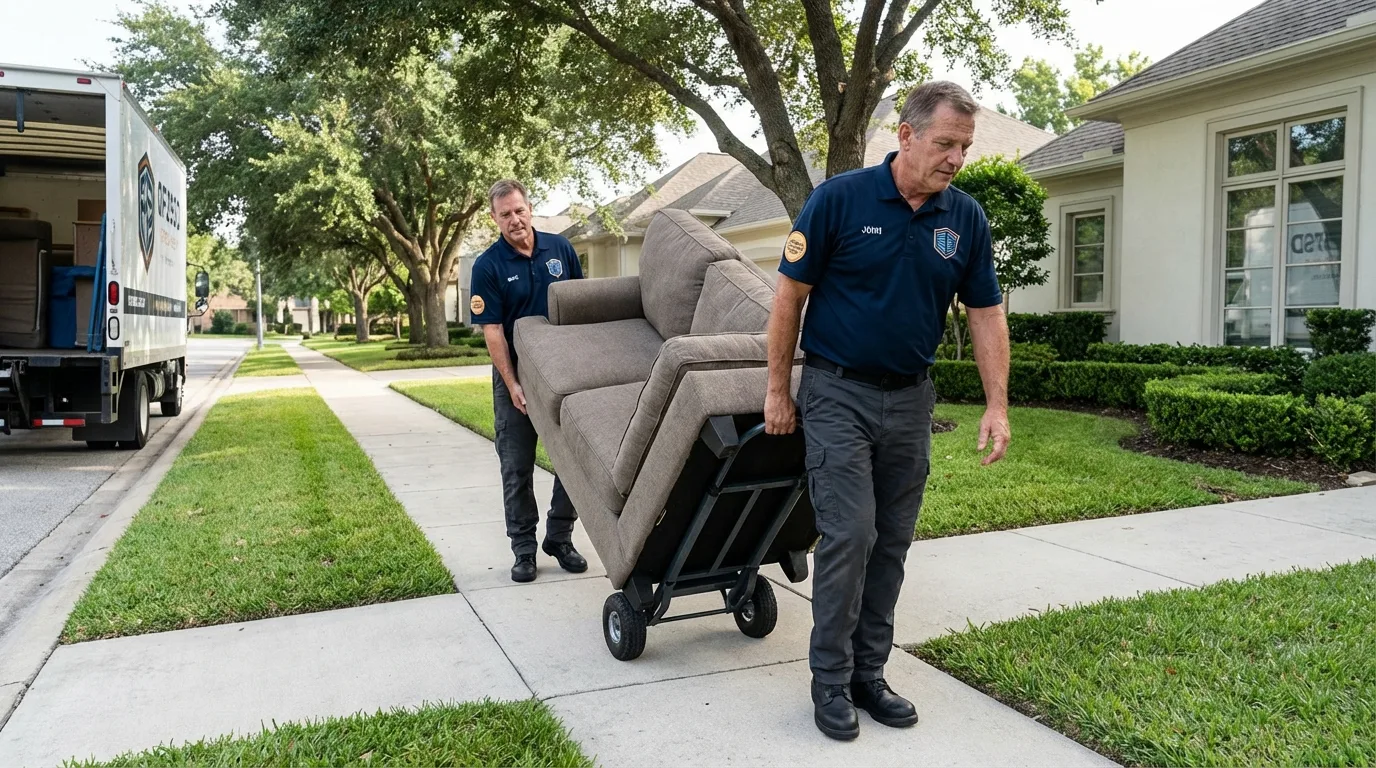 Local residential moving crew loading furniture in Newburgh, IN
